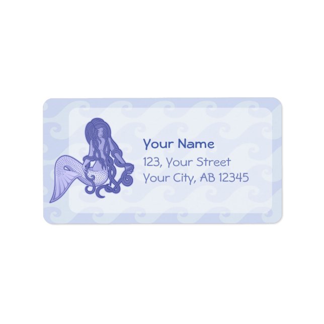 Sitzen von Mermaid Blue Adressaufkleber (Vorne)