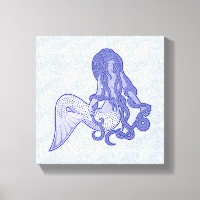 Sitzen von Mermaid Blue Leinwanddruck (Vorderseite)