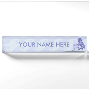 Sitzen von Mermaid Blue Namensplakette