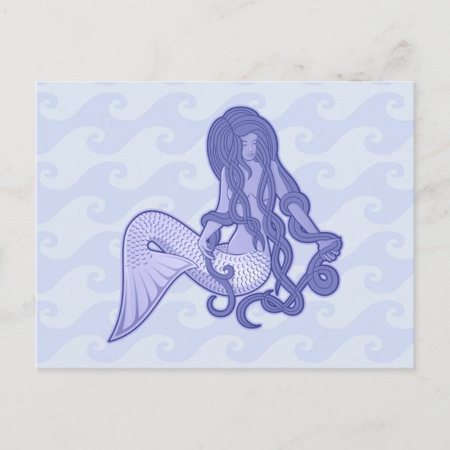 Sitzen von Mermaid Blue Postkarte (Vorderseite)