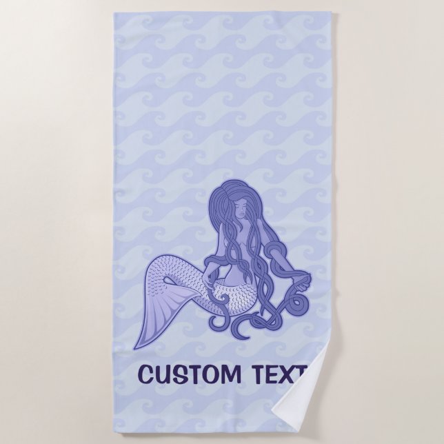 Sitzen von Mermaid Blue Strandtuch (Vorderseite)