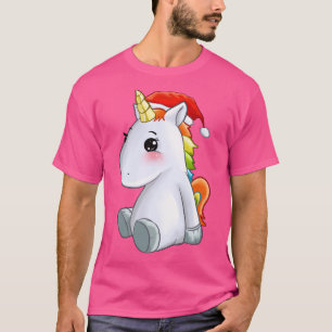 Sitzen von Unicorn mit Santas Hat Geschenkidee T-Shirt