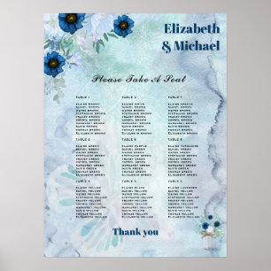 SITZENCHART - Dusty Blue Floral Poster