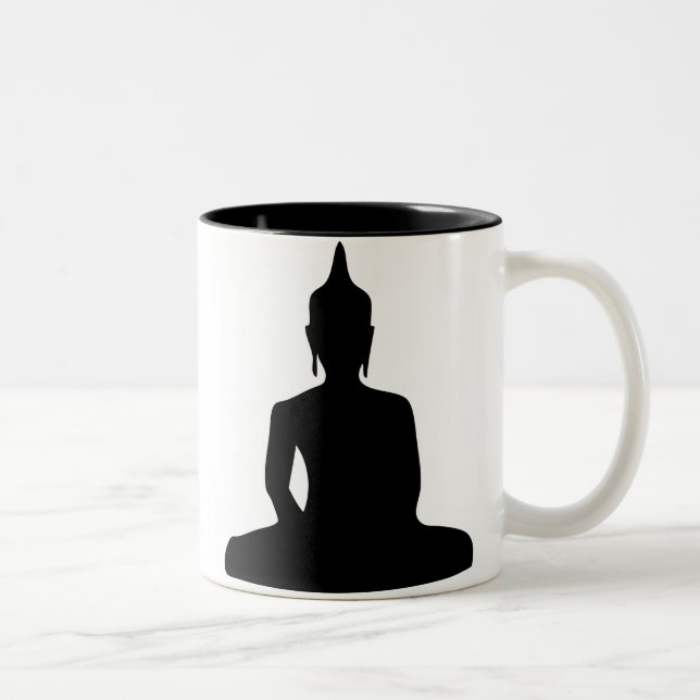 Sitzende Buddha-Silhouette-Tasse Zweifarbige Tasse (Rechts)