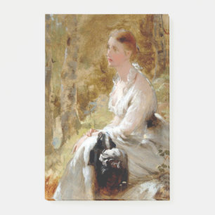 Sitzende Frau in einem Wald (Elegante Schönheit) Post-it Klebezettel