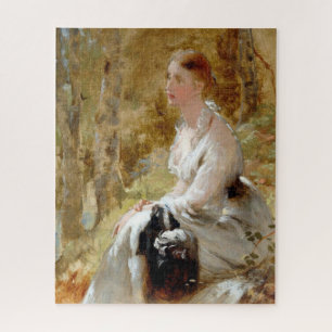 Sitzende Frau in einem Wald (Elegante Schönheit) Puzzle