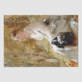 Sitzende Frau in einem Wald (Elegante Schönheit) Seidenpapier