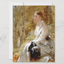 Sitzende Frau in weißem Kleid (Elegante Schönheit) Karte