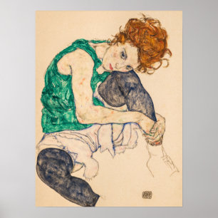 Sitzende Frau mit Bent Knee von Egon Schiele Poster