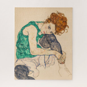 Sitzende Frau mit Bent Knee von Egon Schiele Puzzle