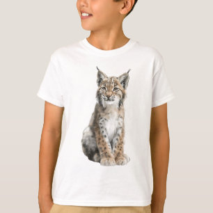 Sitzende gefleckte wilde Luchs-Illustration für Ki T-Shirt