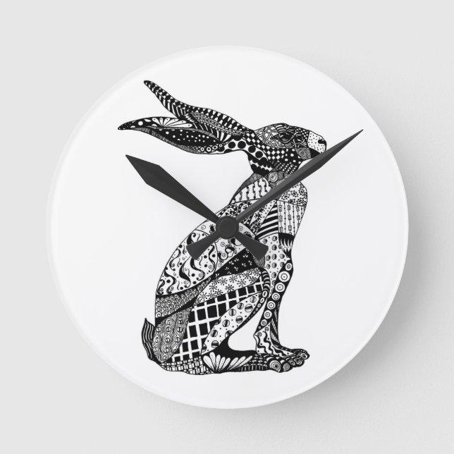 Sitzende Hasen Runde Wanduhr (Vorderseite)