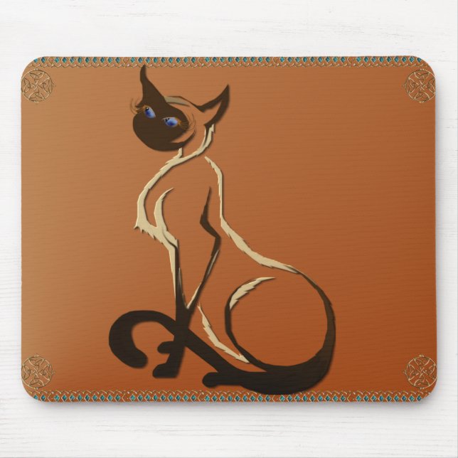 Sitzende hübsche siamesische Katze Mousepad (Vorne)