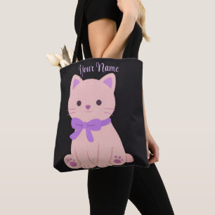 Sitzende Katze Lila Schleife Süße Kawaii Individue