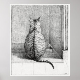 Sitzende Katze, von hinten (1812) Poster