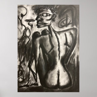 sitzende Kohlekunst Poster