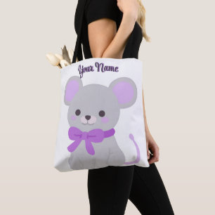 Sitzende Maus Lila Schleife Süße Kawaii Individuel