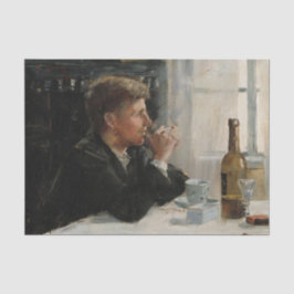 Sitzende Menschen verloren in Gedanken an den Tisc Seidenpapier