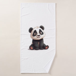 Sitzende Panda-Bär-Cartoon-Illustrationskunst Badehandtuch