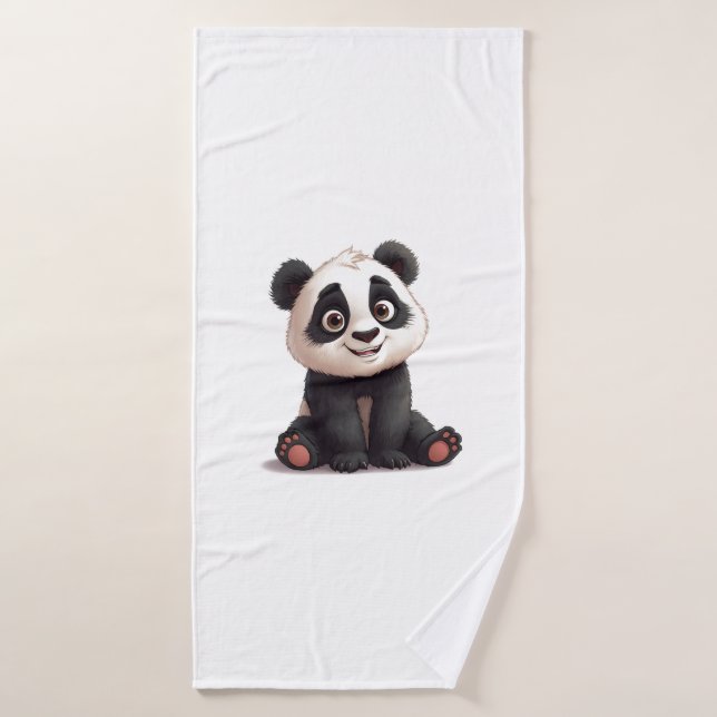 Sitzende Panda-Bär-Cartoon-Illustrationskunst Badehandtuch (Badehandtuch)