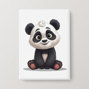 Sitzende Panda-Bär-Cartoon-Illustrationskunst Button