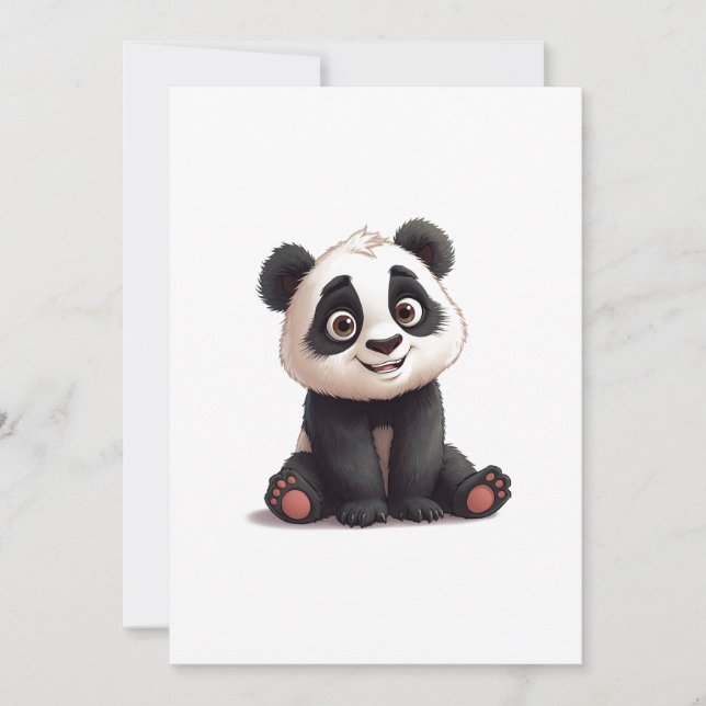 Sitzende Panda-Bär-Cartoon-Illustrationskunst Feiertagskarte (Vorderseite)