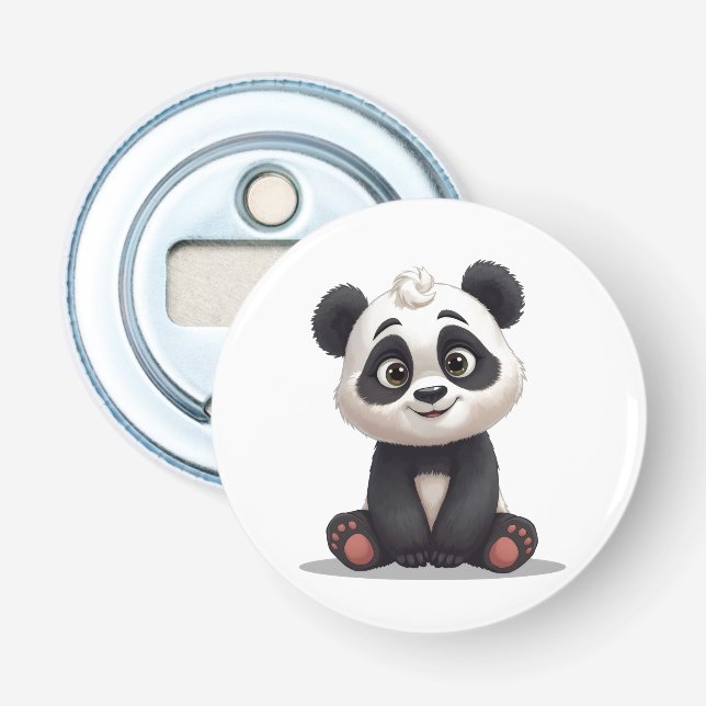 Sitzende Panda-Bär-Cartoon-Illustrationskunst Flaschenöffner (Vorderseite)
