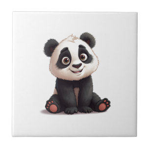 Sitzende Panda-Bär-Cartoon-Illustrationskunst Fliese