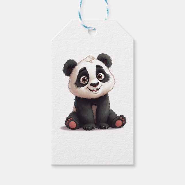 Sitzende Panda-Bär-Cartoon-Illustrationskunst Geschenkanhänger (Vorderseite)