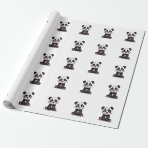 Sitzende Panda-Bär-Cartoon-Illustrationskunst Geschenkpapier