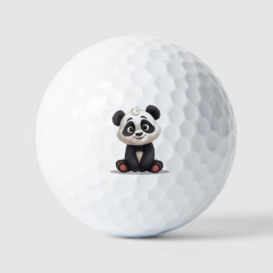 Sitzende Panda-Bär-Cartoon-Illustrationskunst Golfball