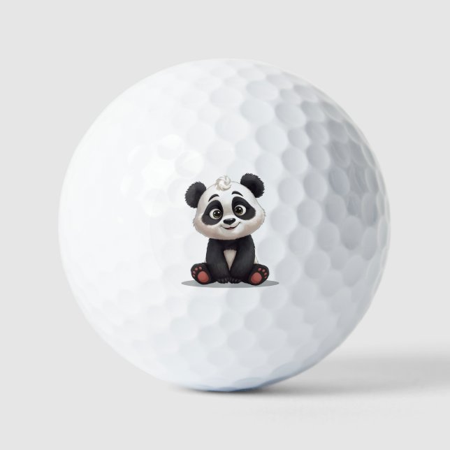 Sitzende Panda-Bär-Cartoon-Illustrationskunst Golfball (Vorderseite)