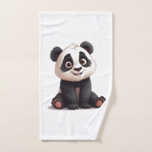 Sitzende Panda-Bär-Cartoon-Illustrationskunst Handtuch