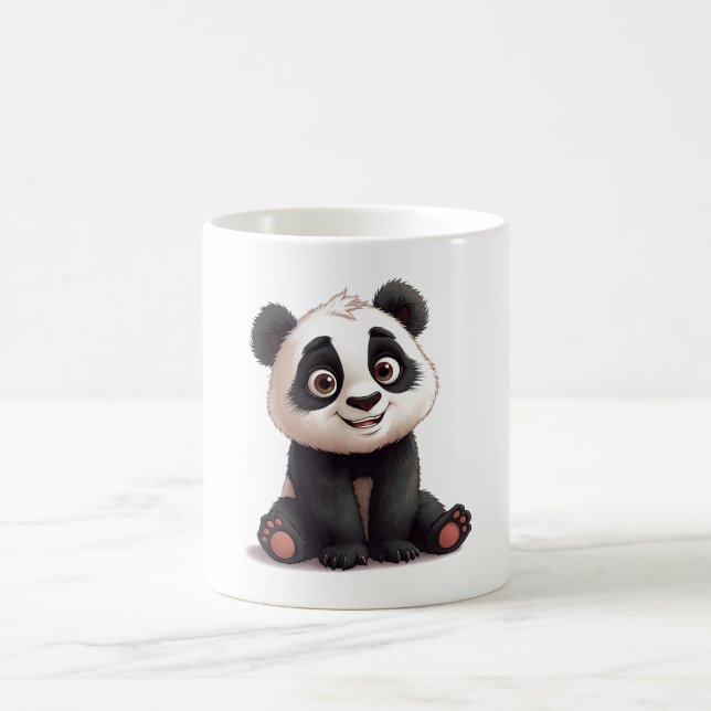 Sitzende Panda-Bär-Cartoon-Illustrationskunst Kaffeetasse (Mittel)
