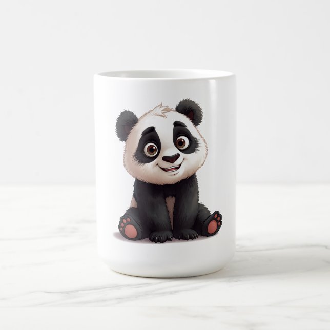 Sitzende Panda-Bär-Cartoon-Illustrationskunst Kaffeetasse (Mittel)
