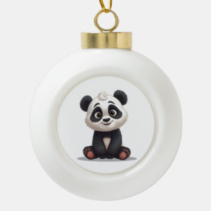 Sitzende Panda-Bär-Cartoon-Illustrationskunst Keramik Kugel-Ornament