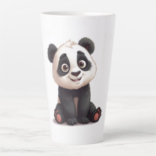 Sitzende Panda-Bär-Cartoon-Illustrationskunst Milchtasse