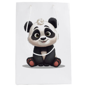 Sitzende Panda-Bär-Cartoon-Illustrationskunst Mittlere Geschenktüte