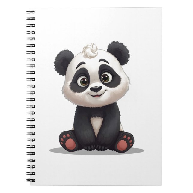 Sitzende Panda-Bär-Cartoon-Illustrationskunst Notizblock (Vorderseite)