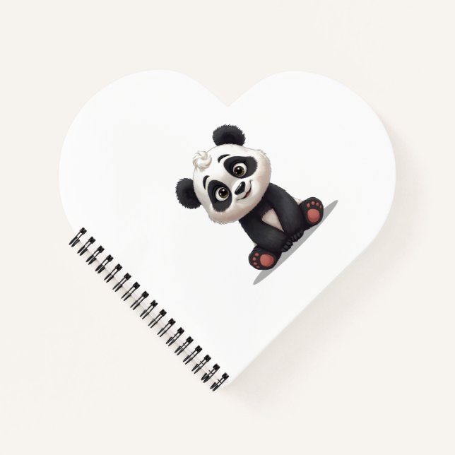 Sitzende Panda-Bär-Cartoon-Illustrationskunst Notizbuch (Vorderseite)