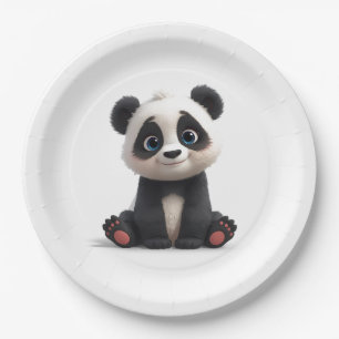Sitzende Panda-Bär-Cartoon-Illustrationskunst Pappteller