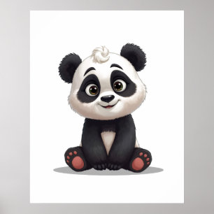 Sitzende Panda-Bär-Cartoon-Illustrationskunst Poster