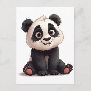 Sitzende Panda-Bär-Cartoon-Illustrationskunst Postkarte