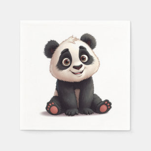 Sitzende Panda-Bär-Cartoon-Illustrationskunst Serviette