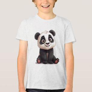 Sitzende Panda-Bär-Cartoon-Illustrationskunst Tri-Blend Shirt