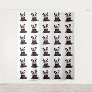 Sitzende Panda-Bär-Cartoon-Illustrationskunst Wandteppich
