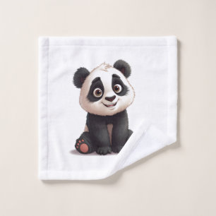 Sitzende Panda-Bär-Cartoon-Illustrationskunst Waschlappen
