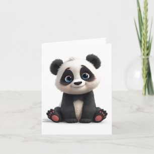 Sitzende Panda-Bär-Cartoon-Illustrationskunstkarte