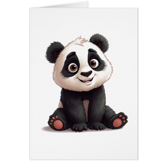 Sitzende Panda-Bär-Cartoon-Illustrationskunstkarte (Vorne)