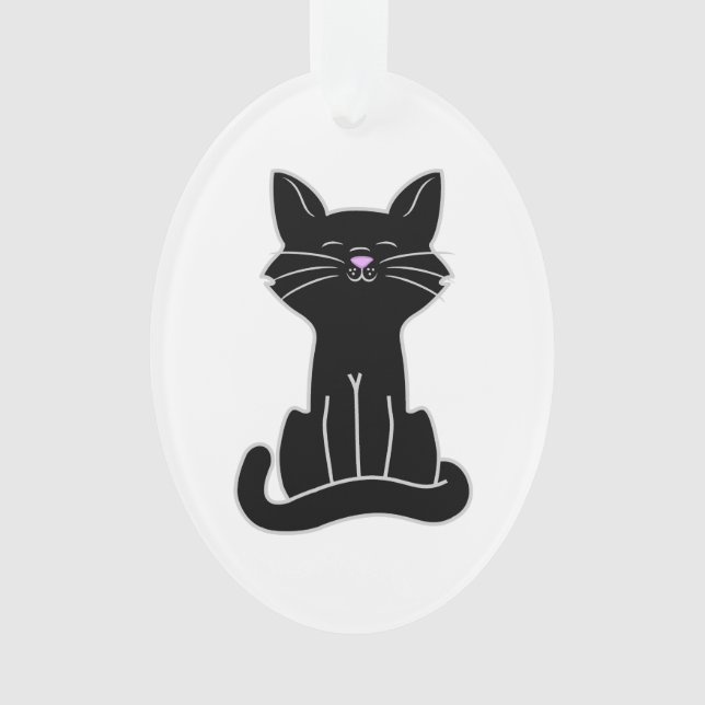 Sitzende schwarze Katze Ornament (Vorderseite)